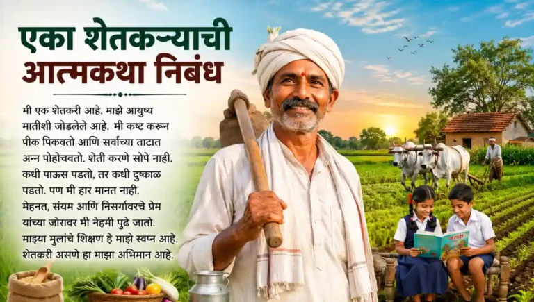 एका शेतकऱ्याची आत्मकथा निबंध | Eka Shetkaryachi Atmakatha in Marathi